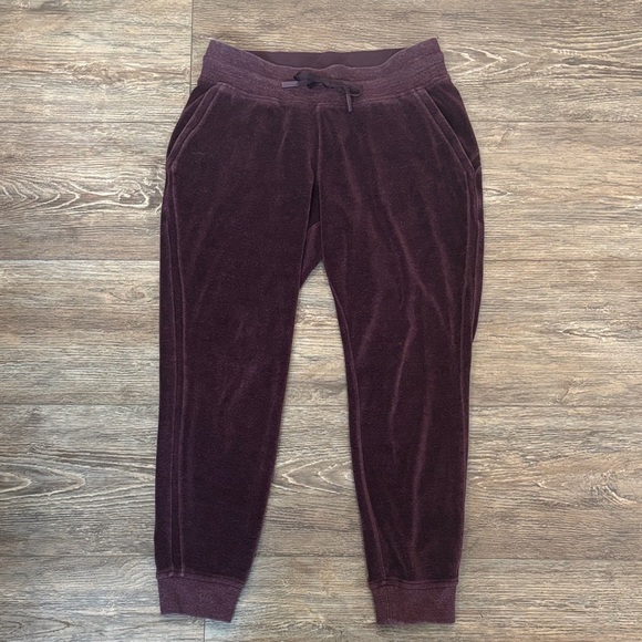Lululemon Warm Down Jogger Velour Heathered Arctic Plum Women's Size 8 EUC - Picture 3 of 14
